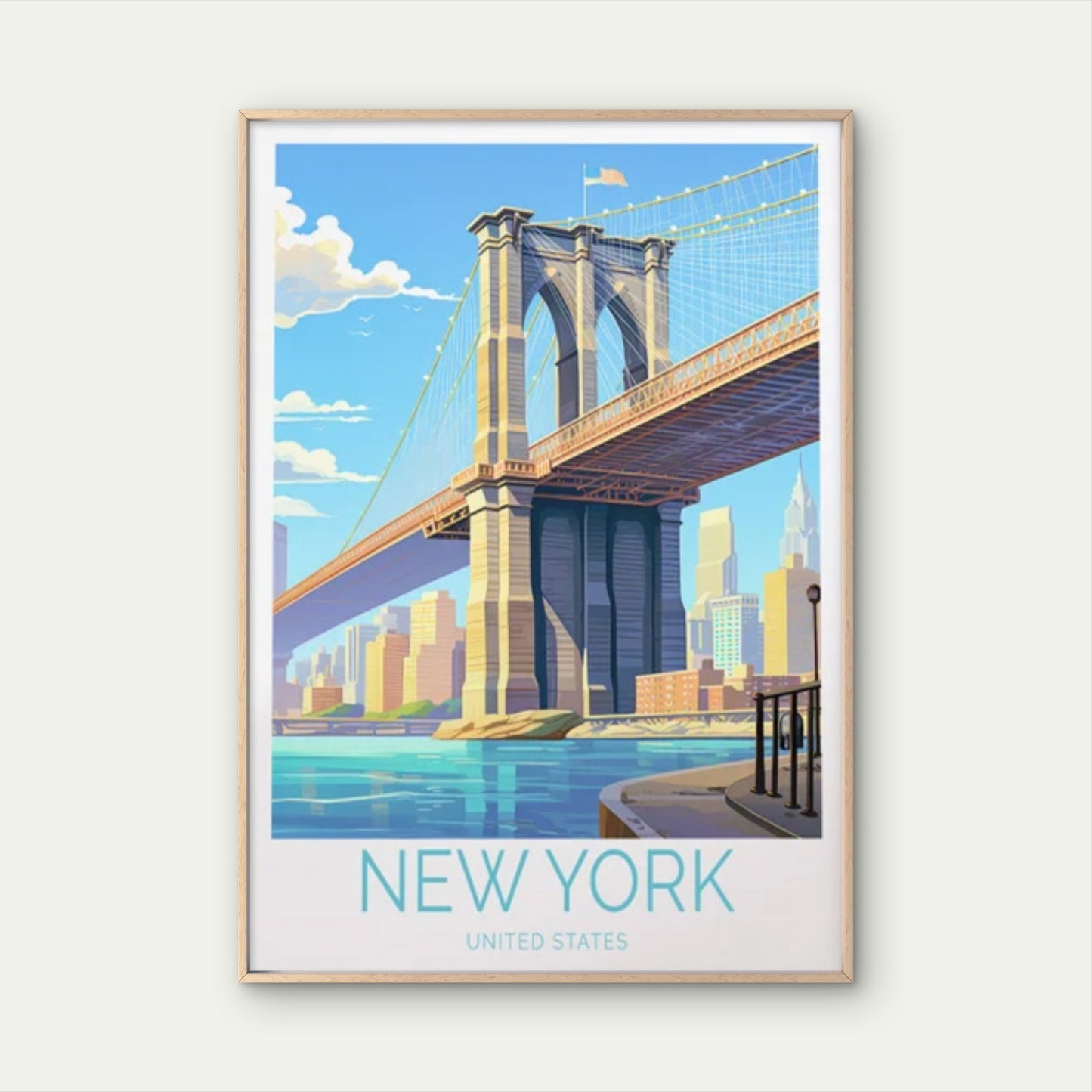 Brooklyn Bridge New York United States Travel Poster Print Wall Art