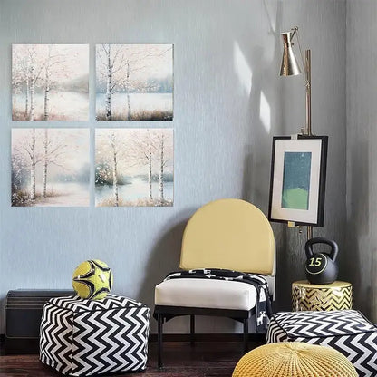 4pcs   Painting Gray Tree Suitable  L G  Wall Art Canvas Framed