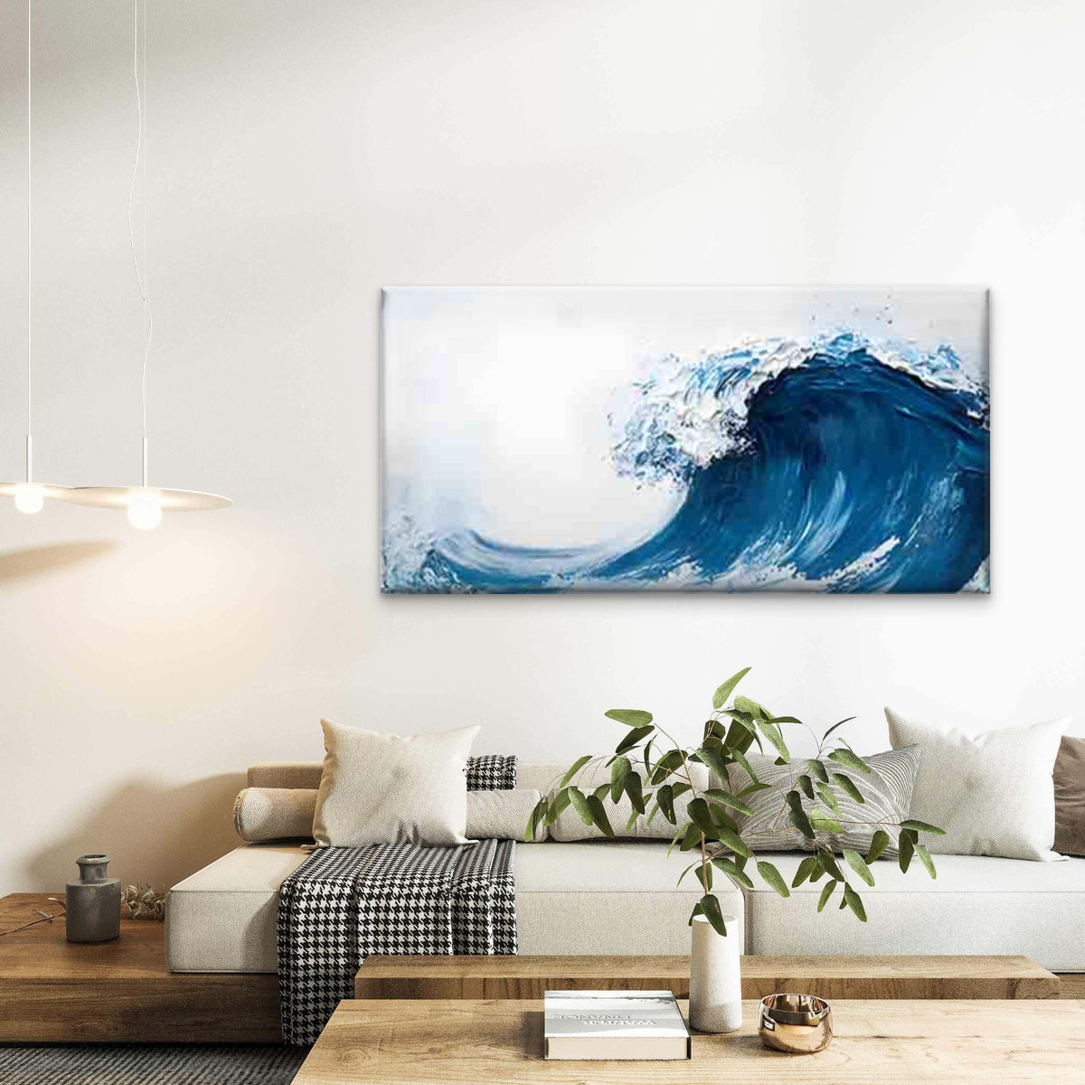Dynamic Blue Wave Pattern Wall Art Canvas Office Home Room Framed 120x60cm