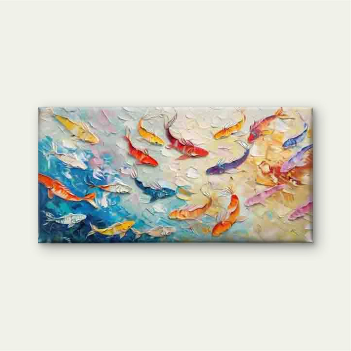 Colorful Koi Fish Painting Wall Art Canvas Office Home Room Framed 120x60cm