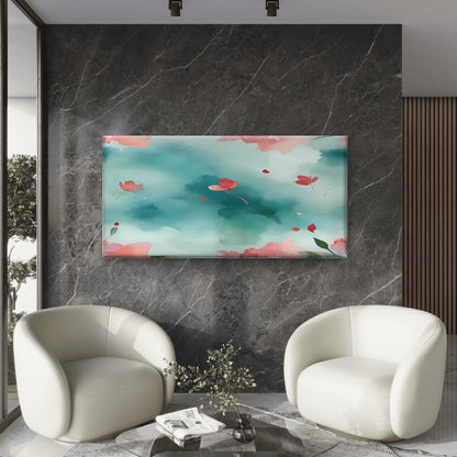 Pastel Floral Spring Abstract Wall Art Canvas Office Home Room Framed 120x60cm
