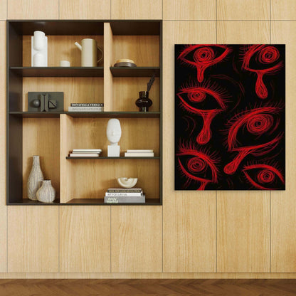 Retro Red Eye Art 60x90cm Metal Print Ready to Hang