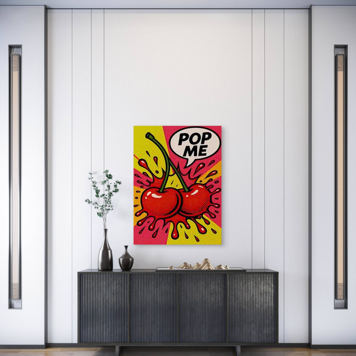 Pop Me with Two Cherries 60x90cm Metal Print Ready to Hang