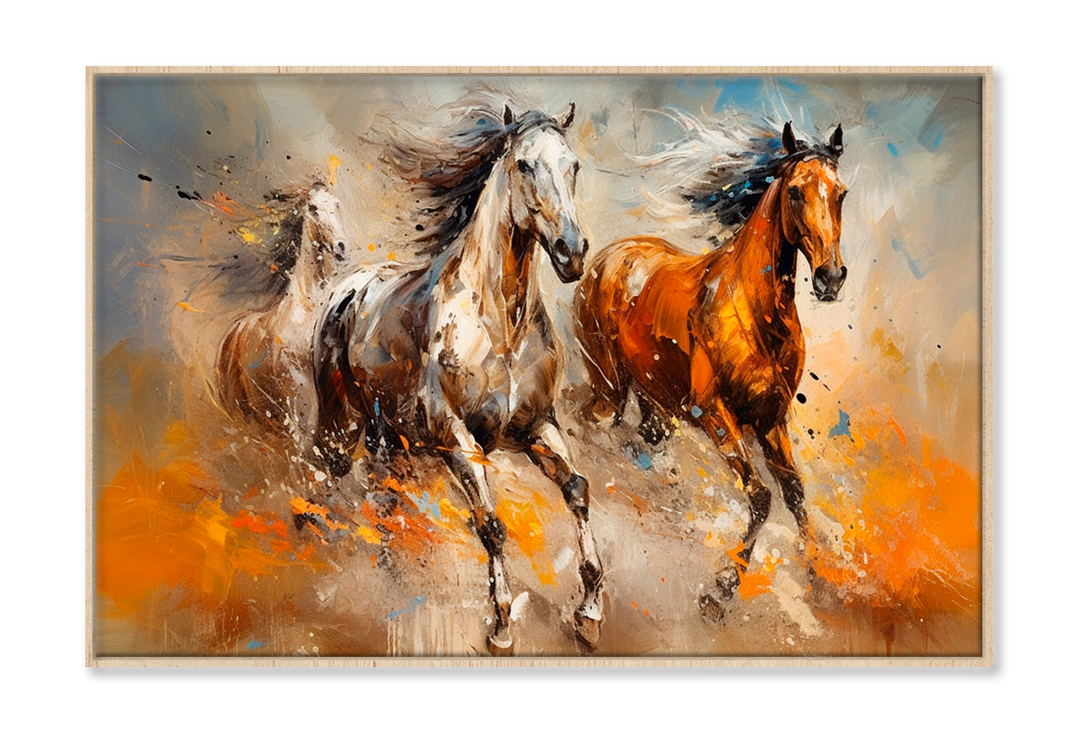 Modern Horse Oil Painting Wall Art Limited Edition High Quality Print Canvas Box Framed Natural