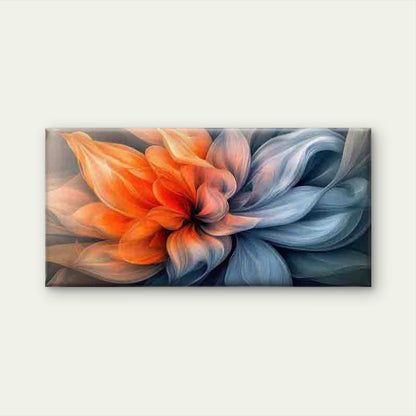 Orange and Blue Bloom Design Wall Art Canvas Office Home Room Framed 120x60cm