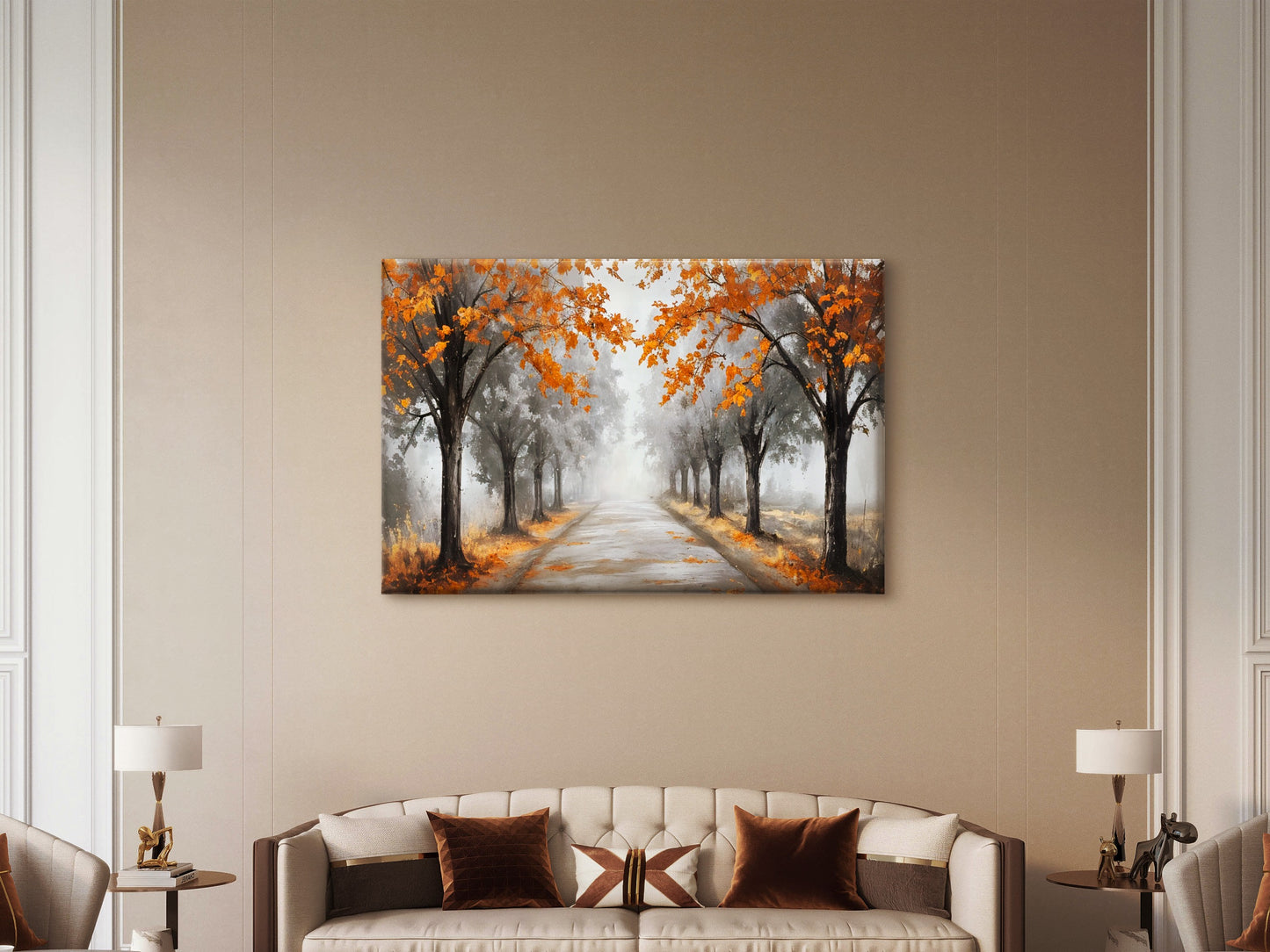 Black And White Autumn Tree Path Way Wall Art Decor 100% Australian Made