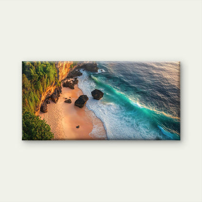 Maluku Islands Cliff Beach Wall Art Canvas Office Home Room Framed 120x60cm