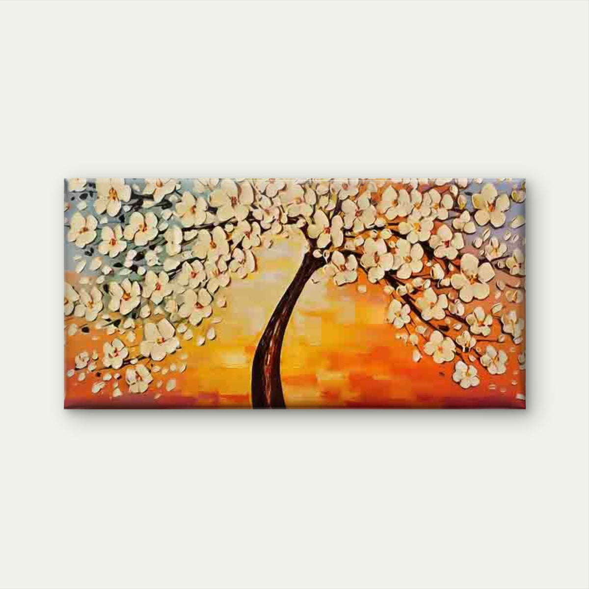 Abstract White Blossom Tree Wall Art Canvas Office Home Room Framed 120x60cm