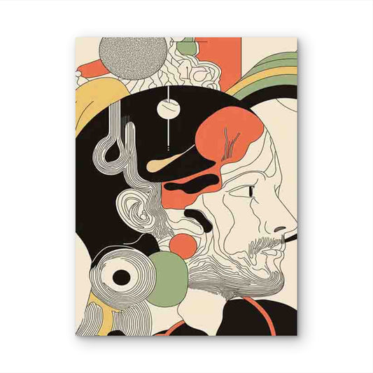 Vintage Style Human Thought Representation 60x90cm Metal Print Ready to Hang - Bella Home Decor