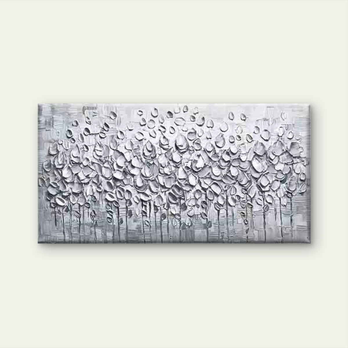 Abstract Silvery Trees Wall Art Canvas Office Home Room Framed 120x60cm