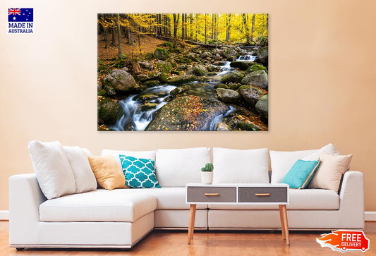 Autumn Forest With Rocky River Print 100% Australian Made