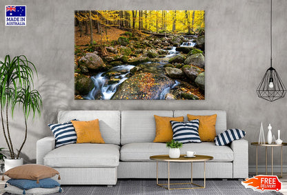 Autumn Forest With Rocky River Print 100% Australian Made