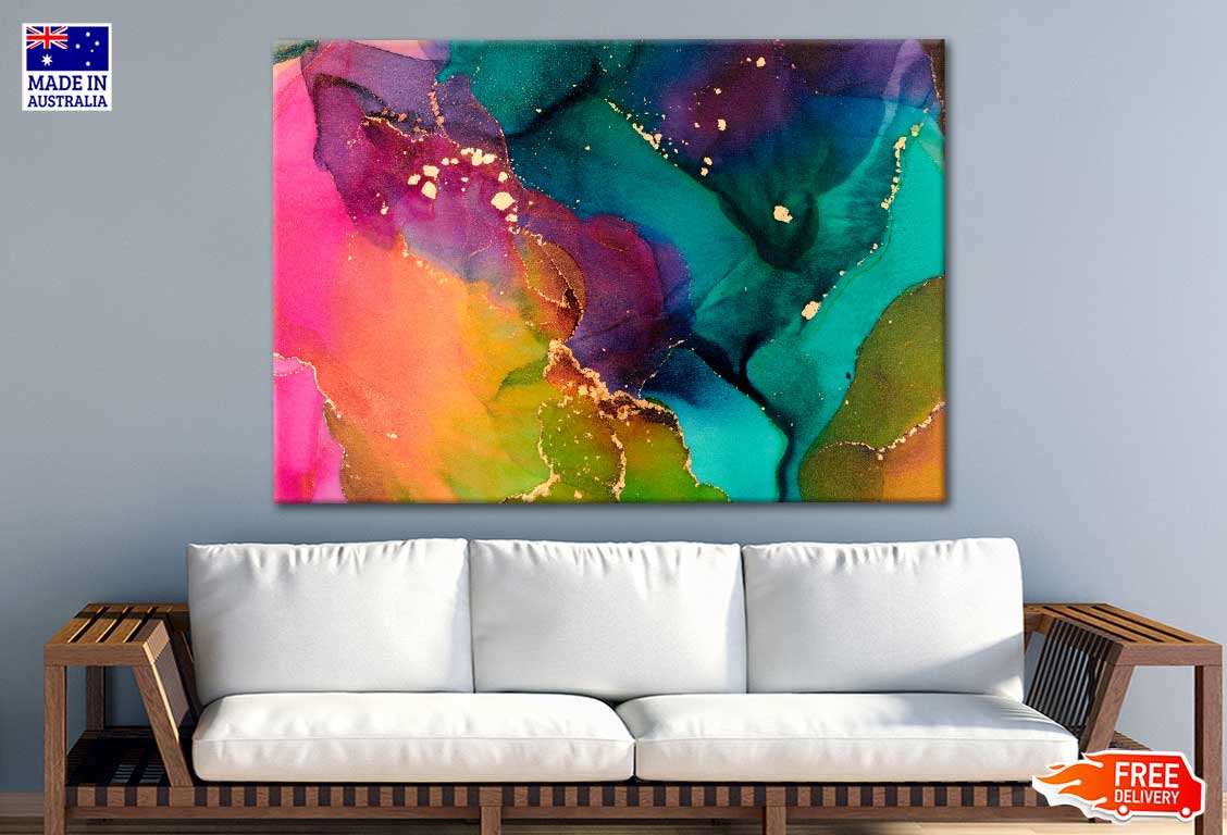 Waves And Golden Swirls Abstract Print 100% Australian Made