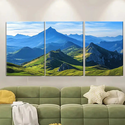 3pcs Pyrenees France Vintage Mountain Wall Art Set Canvas Framed 60x90cm - High Quality Print 100% Australian Made Wall Canvas Ready to Hang