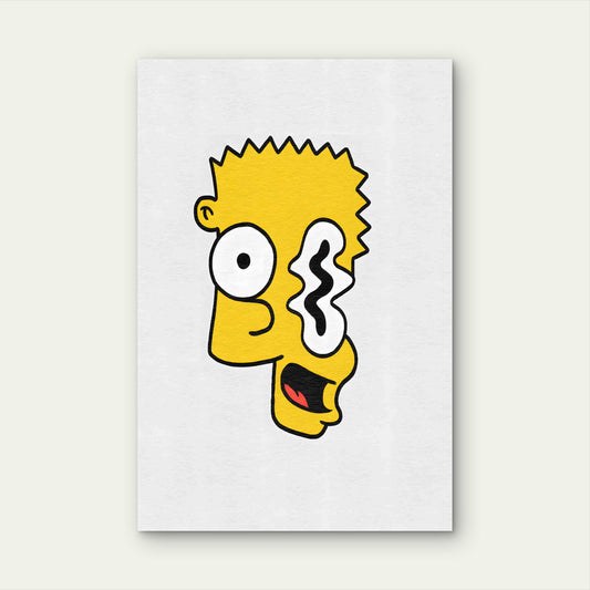 Abstract Minimalist Yellow Cartoon Psychedelic Pop Art 60x90cm Metal Print Ready to Hang