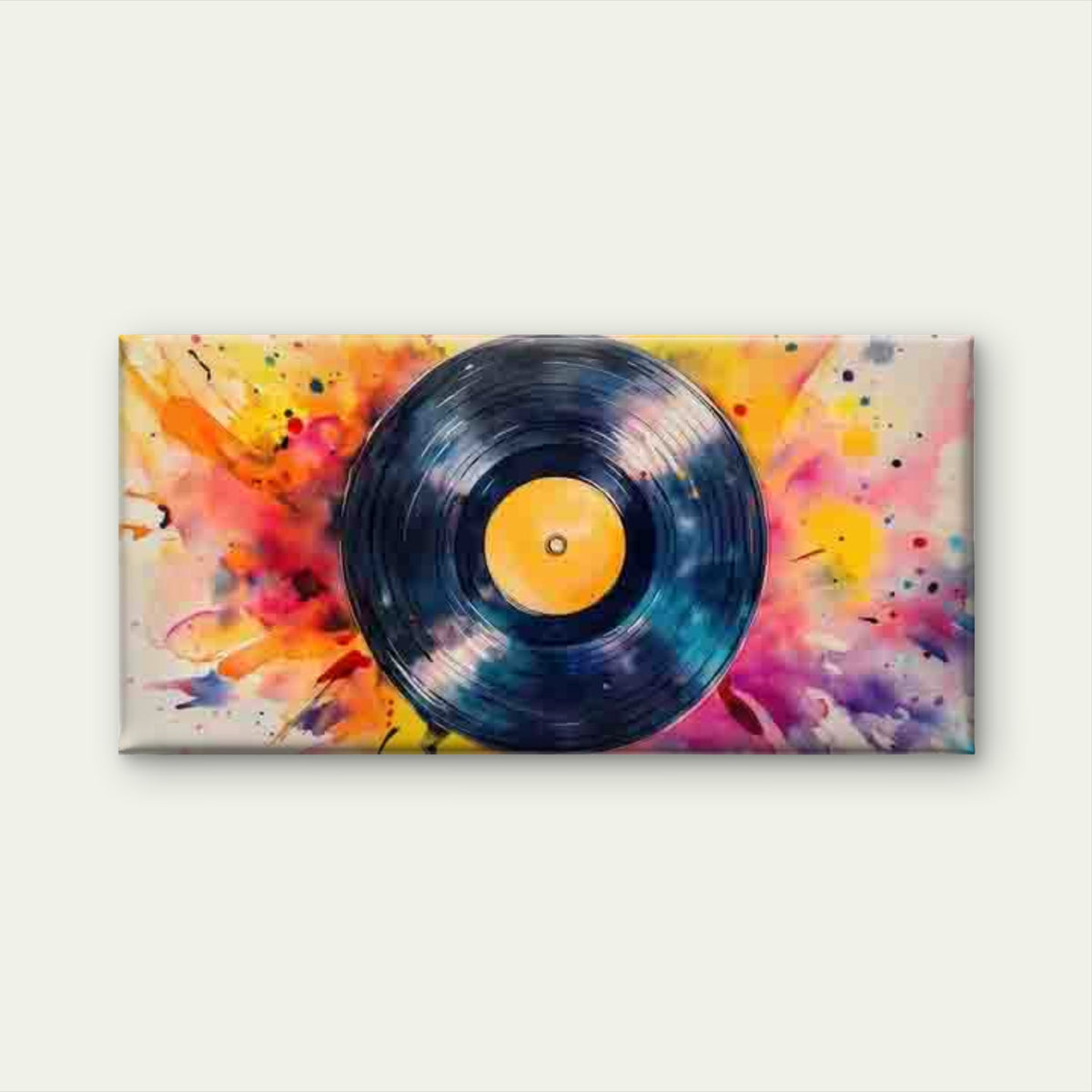 Vinyl Record Watercolor Paintin Wall Art Canvas Office Home Room Framed 120x60cm
