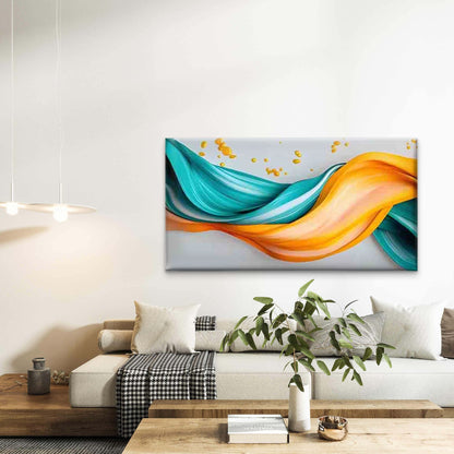 Modern Fluid Wave with Wavy Wall Art Canvas Office Home Room Framed 120x60cm