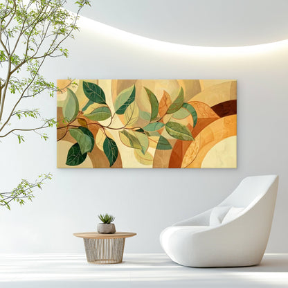 Warm Tones Leafy Decor Wall Art Canvas Office Home Room Framed 120x60cm