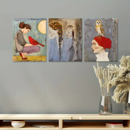 3pcs Harmonious Figure Beauty, Artistic Spatial Accent Metal Print Ready to Hang Art