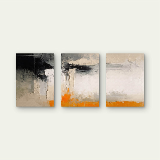3pcs Abstract Orange Minimalist Landscape Wall Art Set Canvas Framed 60x90cm - High Quality Print 100% Australian Made Wall Canvas Ready to Hang