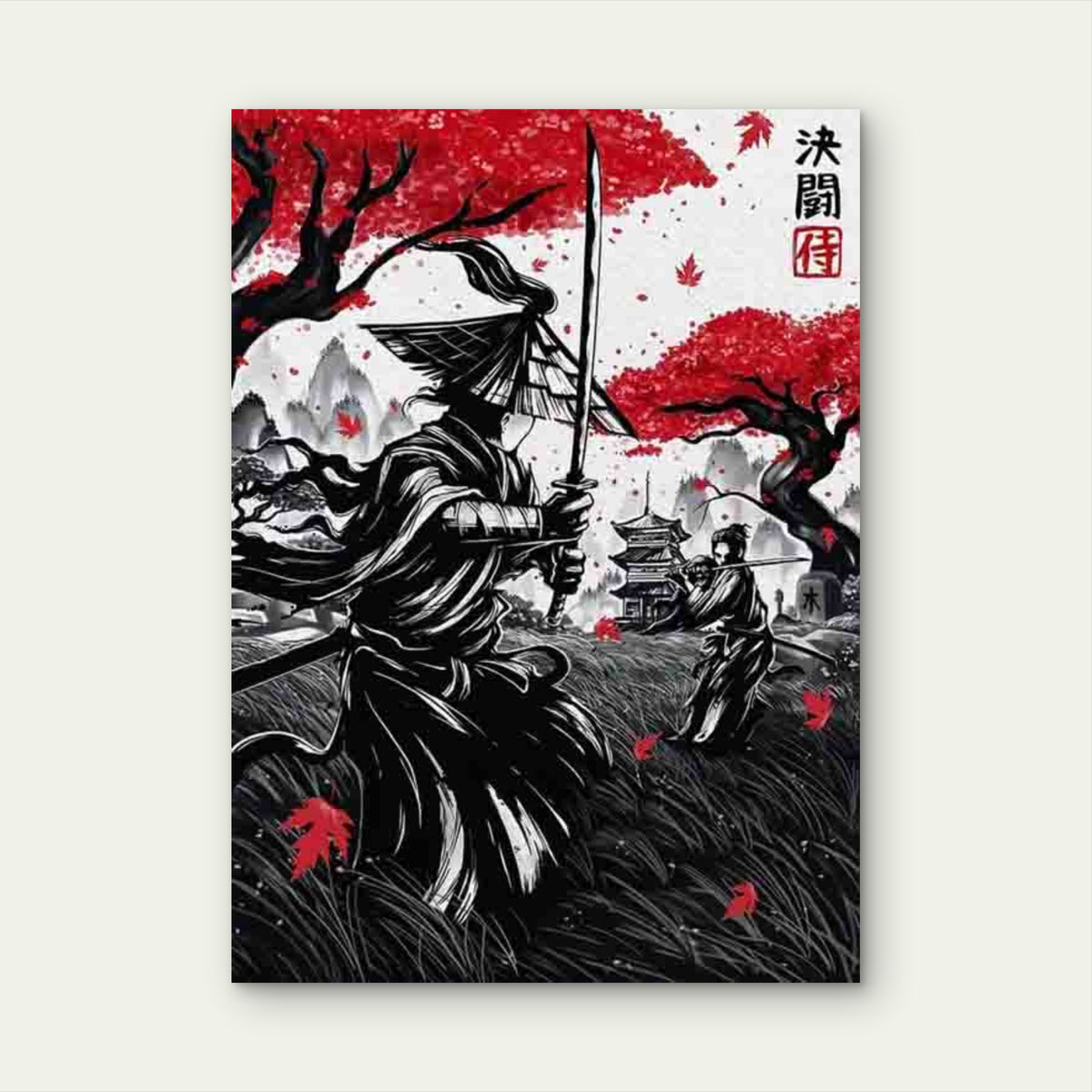 Featuring a Japanese Samurai Battle Metal Print Ready to Hang