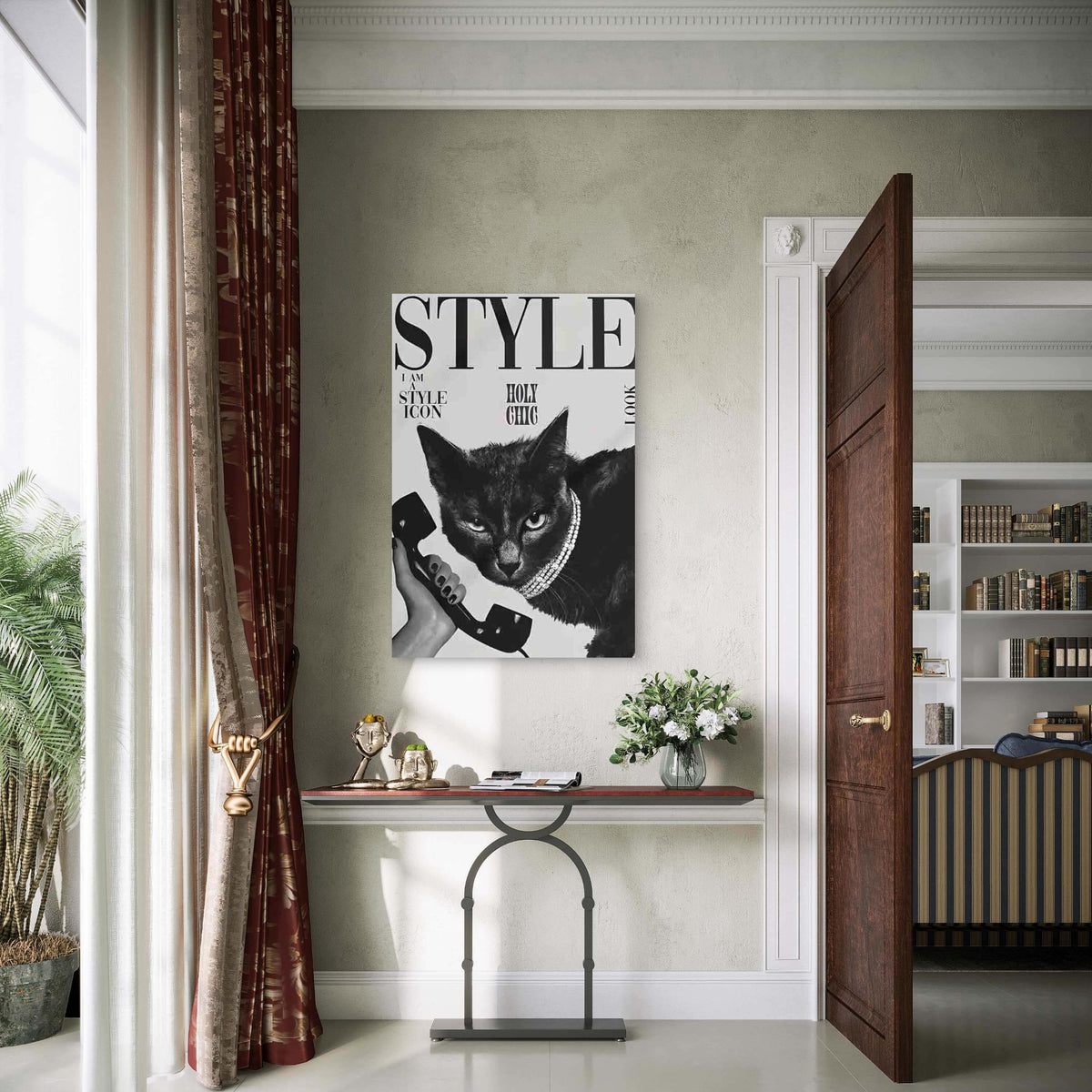 Cat With A Diamond Necklace 60x90cm Metal Print Ready to Hang
