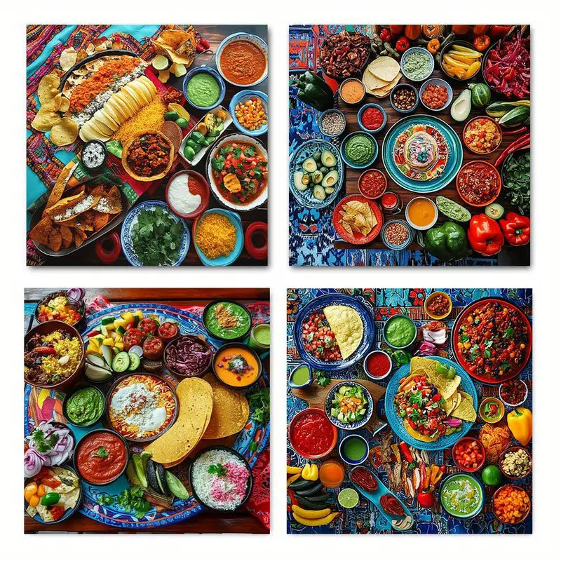 4pcs Healthy Food Vegetable Art Print Wall Art Canvas Framed