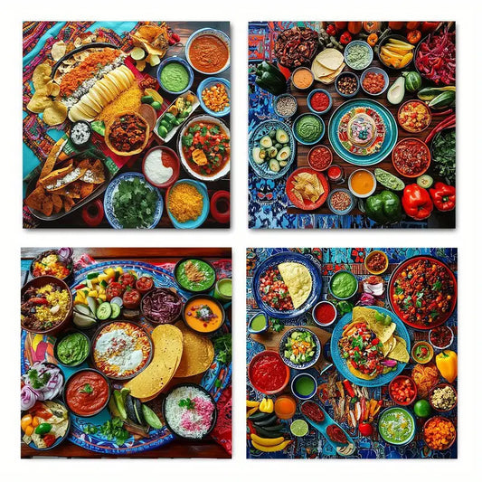 4pcs Healthy Food Vegetable Art Print Wall Art Canvas Framed