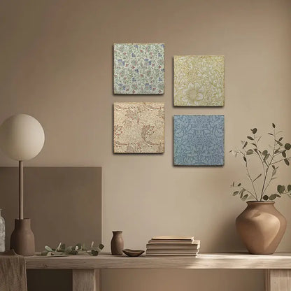 4pcs Elegant Floral Pattern Wall Art Canvas Framed