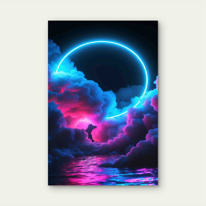 Vibrant Pink Blue Clouds Mirrored 40x60cm Metal Print Ready to Hang