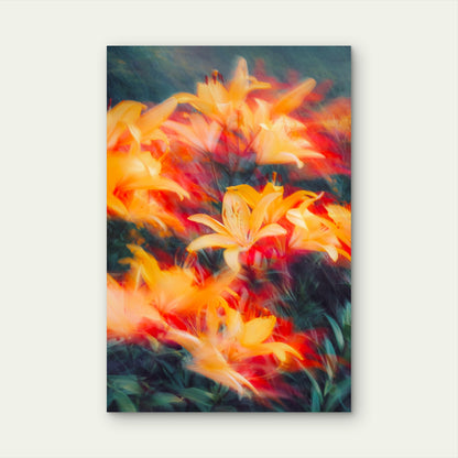 Yellow Lilies in Motion Blur 40x60cm Metal Print Ready to Hang