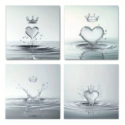 4pcs Decoration Drop Splash Wall Art Canvas Framed
