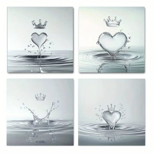 4pcs Decoration Drop Splash Wall Art Canvas Framed