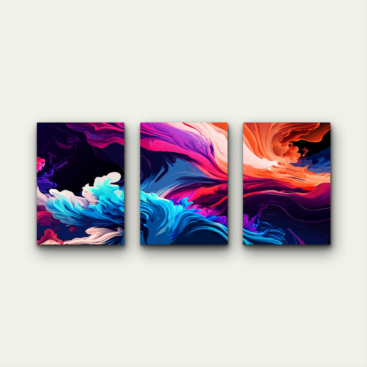 3pcs Cosmic Clouds Clashing In Dark Skies Wall Art Set Canvas Framed 50x70cm - High Quality Print 100% Australian Made Wall Canvas Ready to Hang