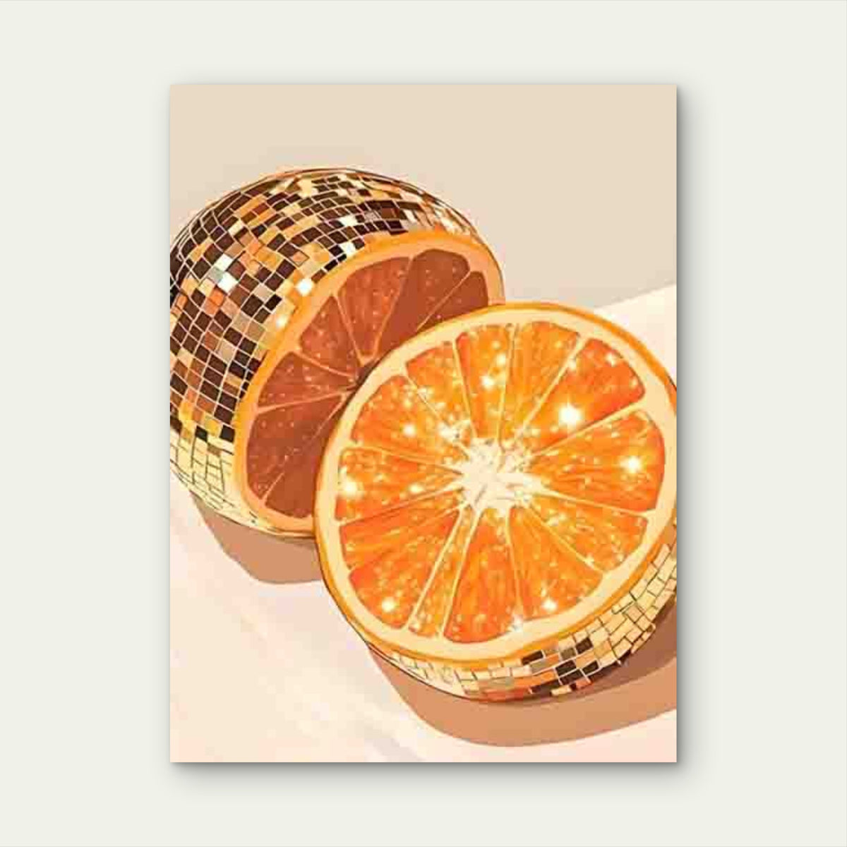 Disco Ball with Orange Metal Print Ready to Hang