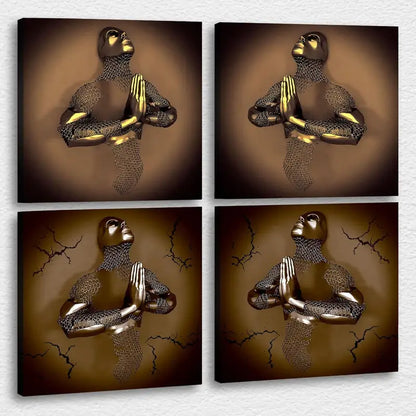 4pcs Love Heart Gray 3D Wall Art Canvas Framed