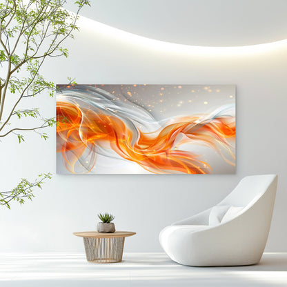 Dynamic Orange Flowing Waves Wall Art Canvas Office Home Room Framed 120x60cm