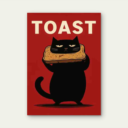 Black Cat Toast 60x90cm Metal Print Ready to Hang