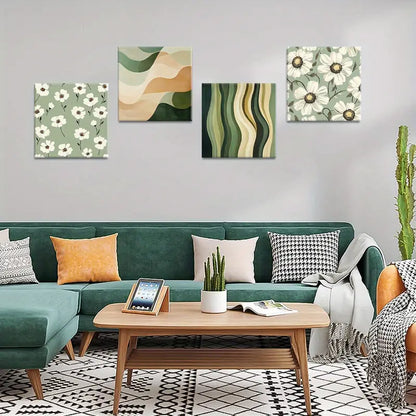 4pcs Garden Poster, Stone Path   Wall Art Canvas Framed