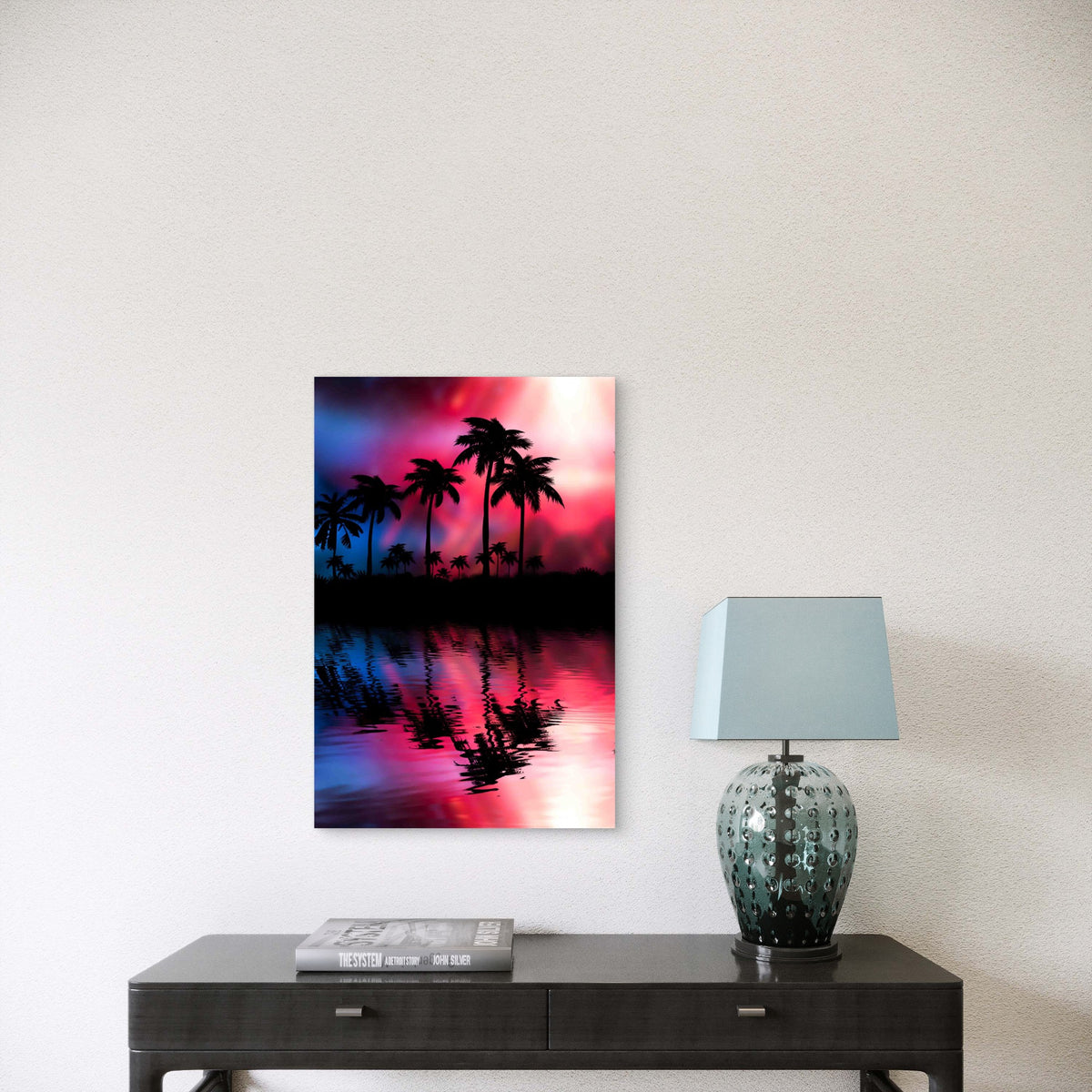 Neon Landscape Palms Arc Metal Print Ready to Hang