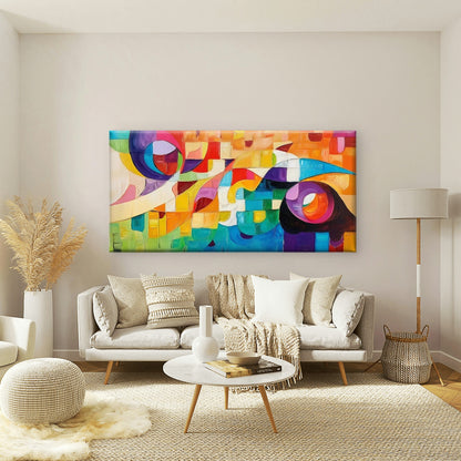 Colorful Abstract Forms Wall Art Canvas Office Home Room Framed 120x60cm