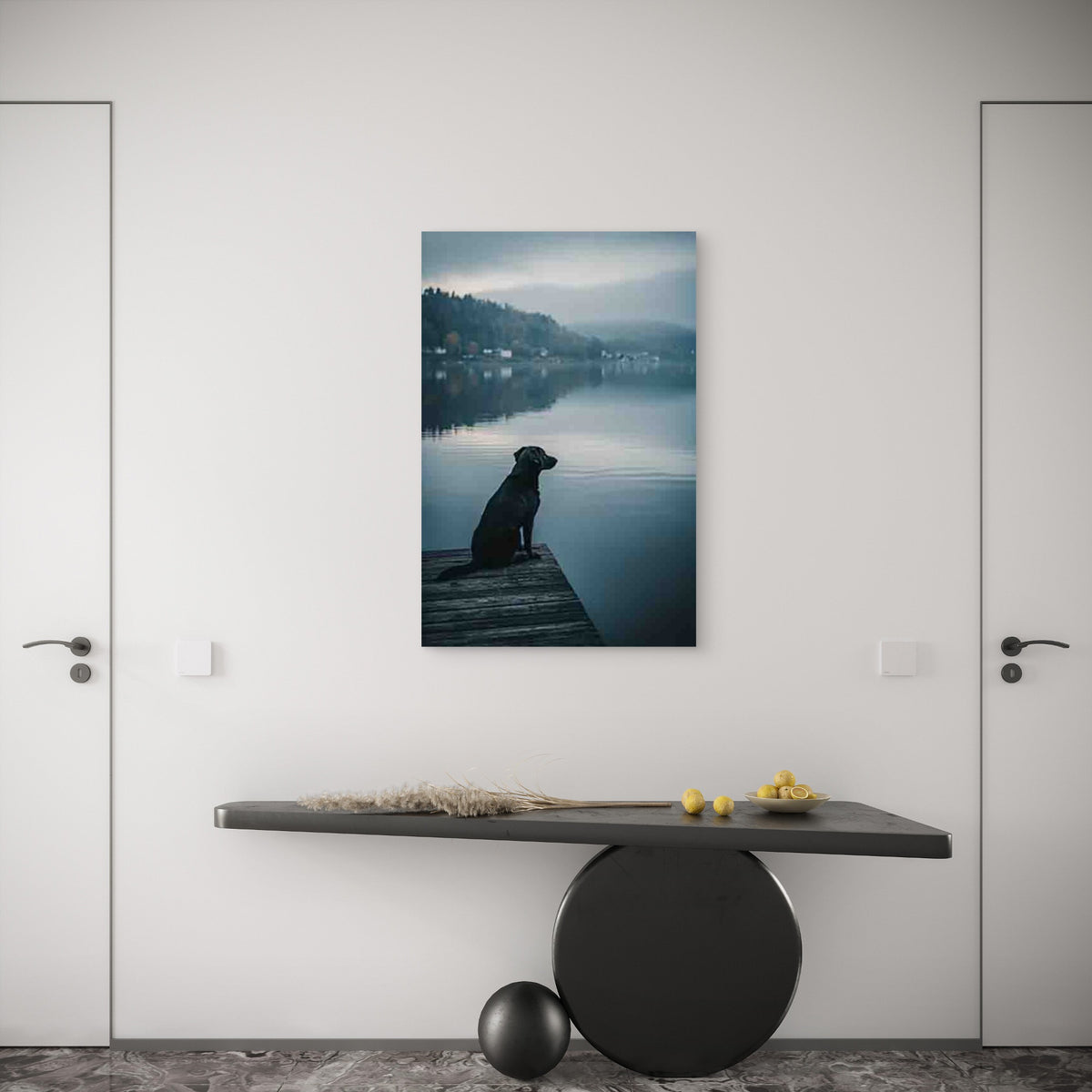 Labrador Retriever & Lake Scene 60x90cm Metal Print Ready to Hang