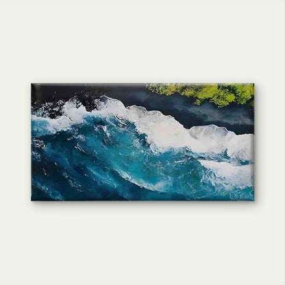 Wave and Shore Greenery Wall Art Canvas Office Home Room Framed 120x60cm