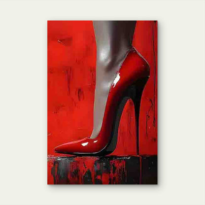 Modern Minimalist Red High Heels 60x90cm Metal Print Ready to Hang - Bella Home Decor