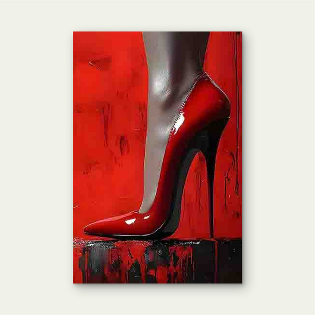 Modern Minimalist Red High Heels 40x60cm Metal Print Ready to Hang