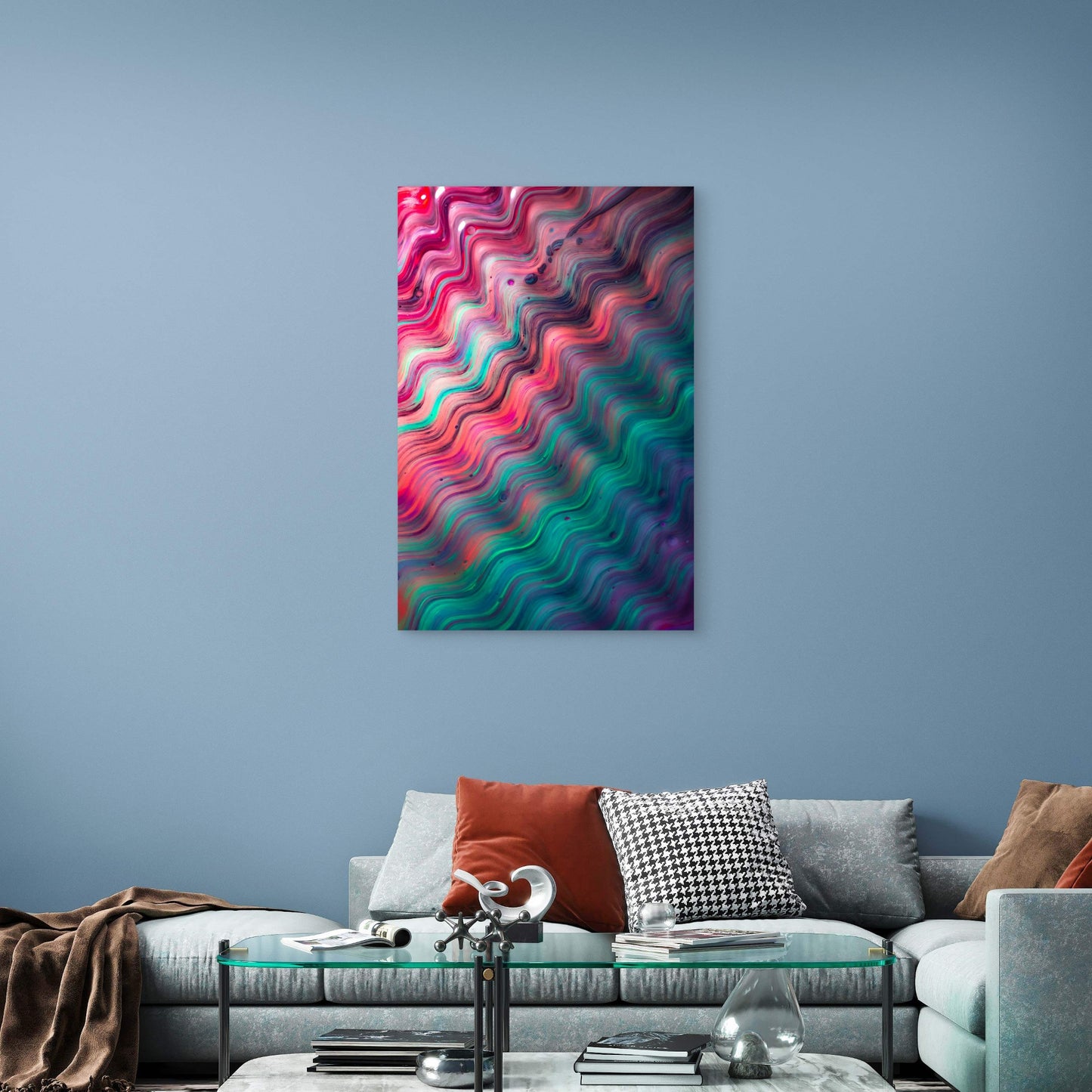 Vibrant Abstract Fluid Art with Holographic Effect 40x60cm Metal Print Ready to Hang