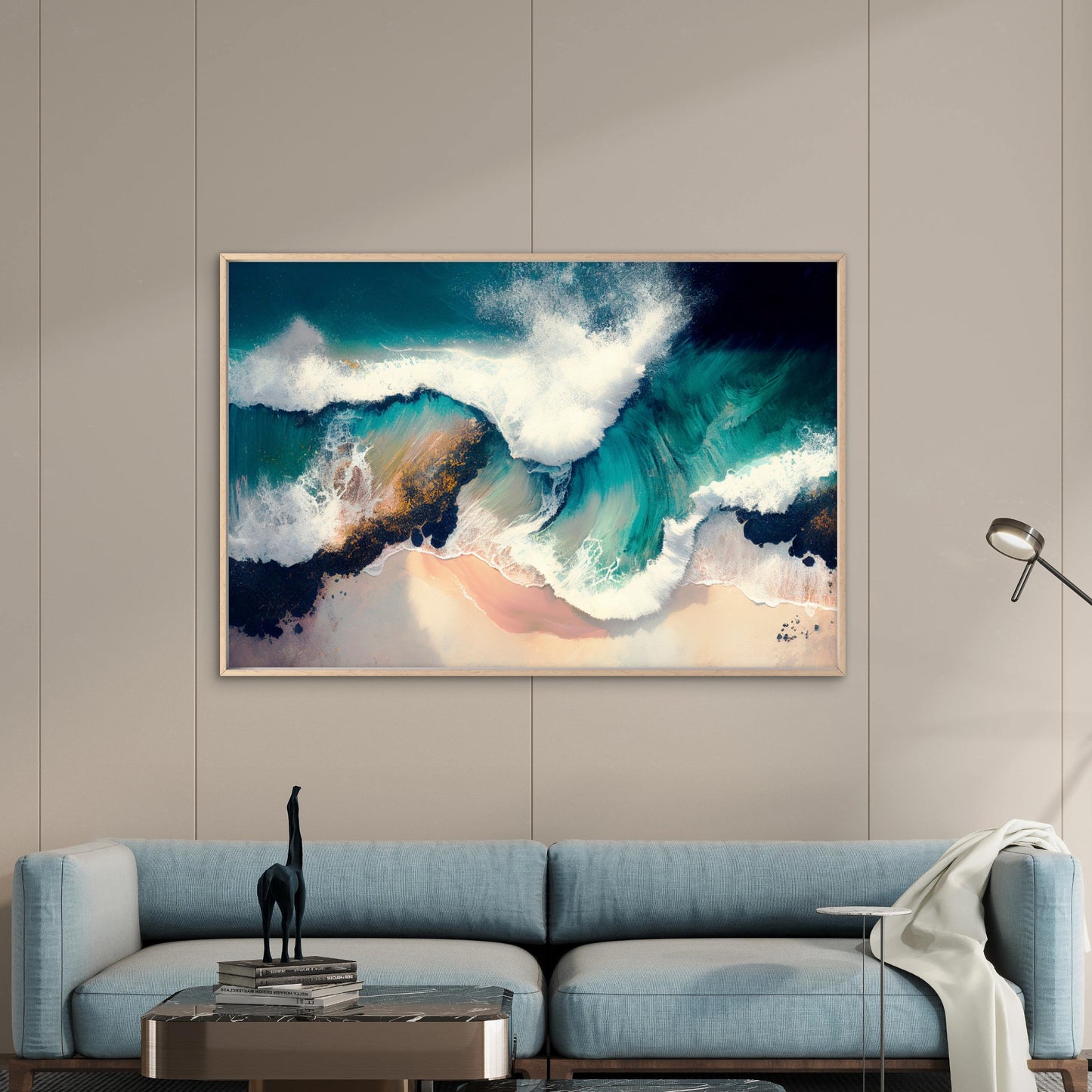 Waves Dance on the Shore Painting Wall Art Decor 100% Australian Made