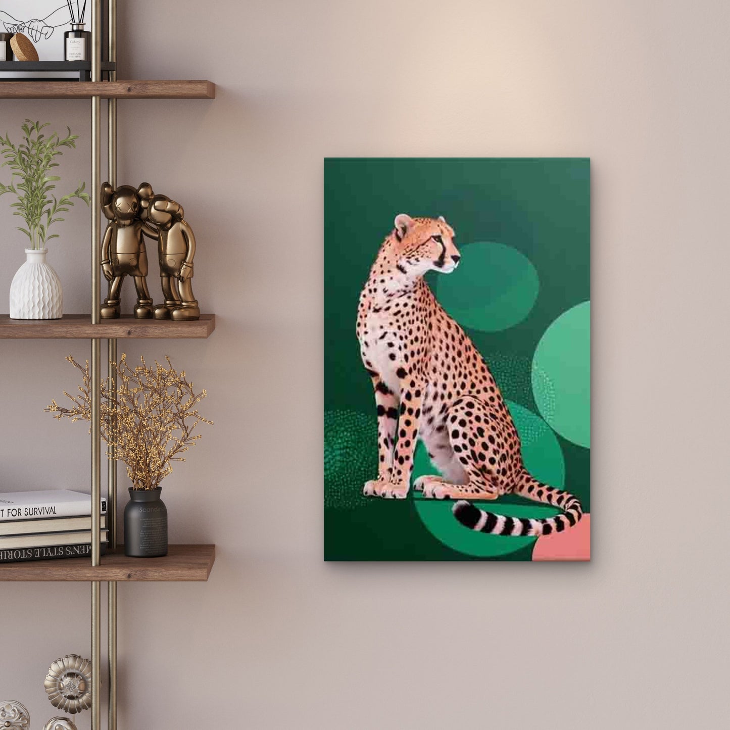 Cheetah Resting on Green Field 60x90cm Metal Print Ready to Hang