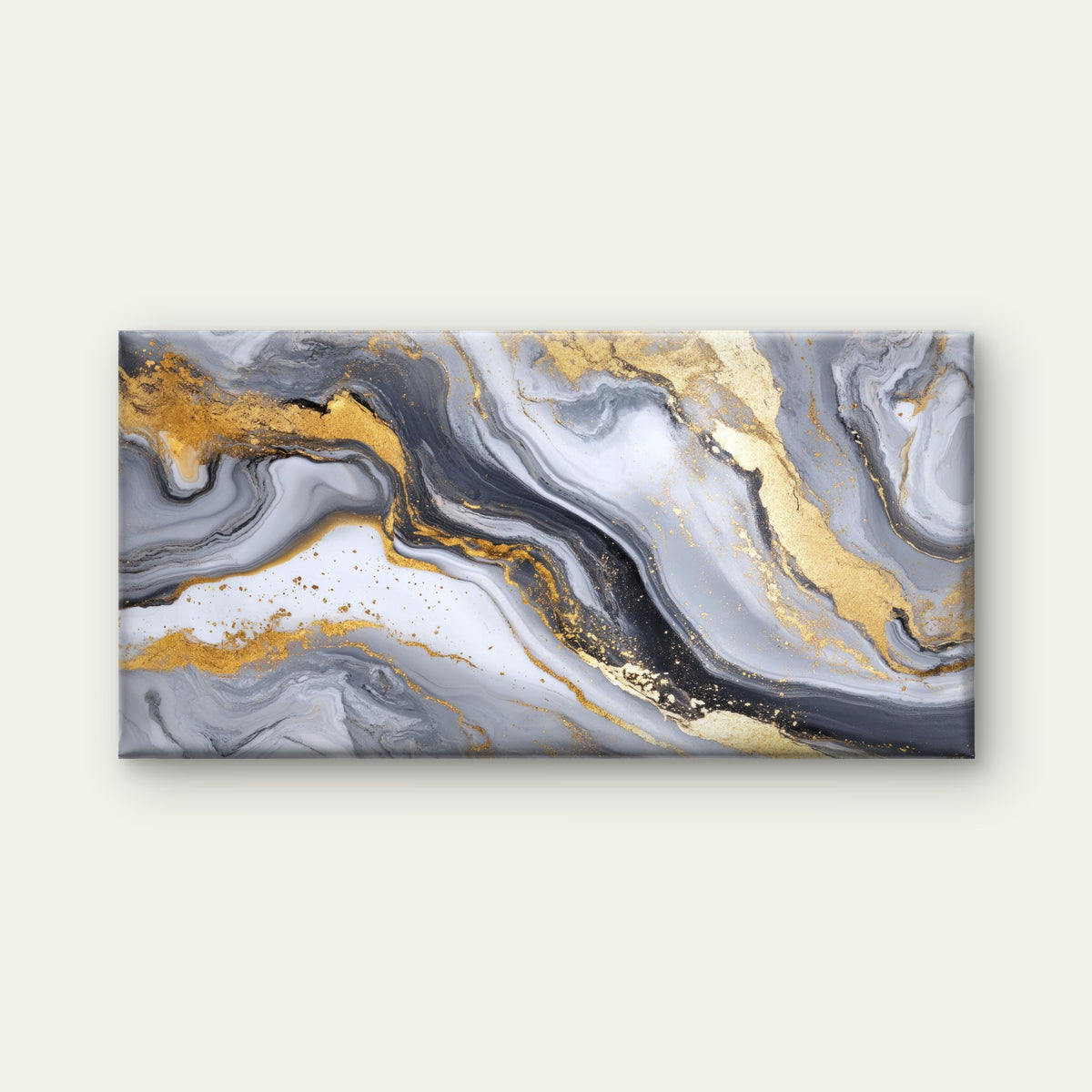 Gilded Marble Fluid Art Wall Art Canvas Office Home Room Framed 120x60cm