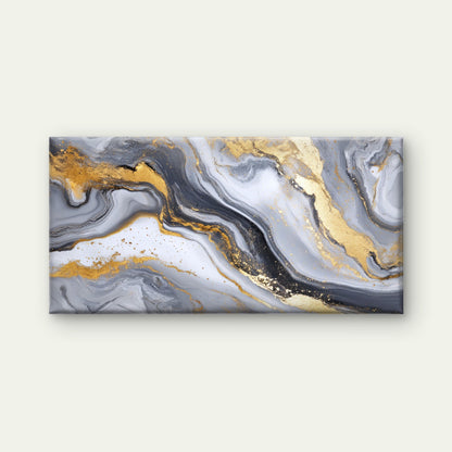 Gilded Marble Fluid Art Wall Art Canvas Office Home Room Framed 120x60cm